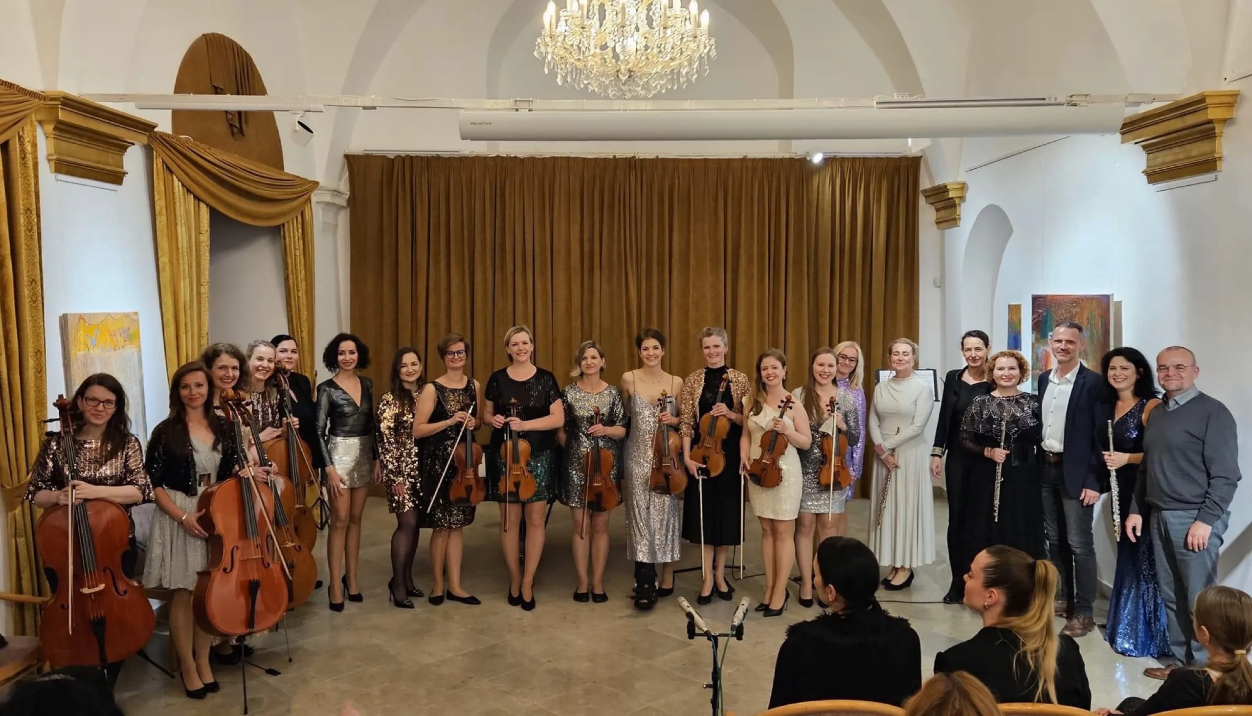 Afrodíté chamber ensemble members posing together at 30th anniversary concert
